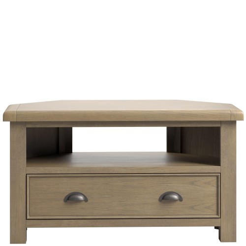 Stoneford Oak Corner TV Unit With Drawer