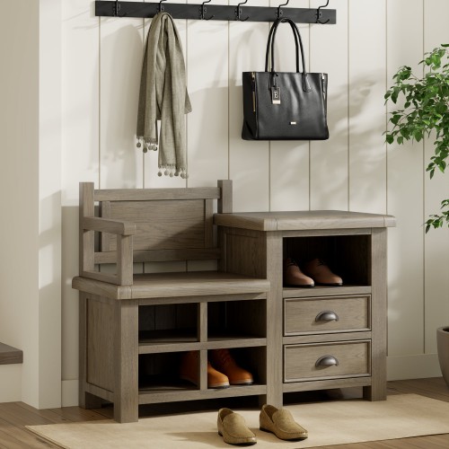 Stoneford Oak Hall Shoe Storage Bench