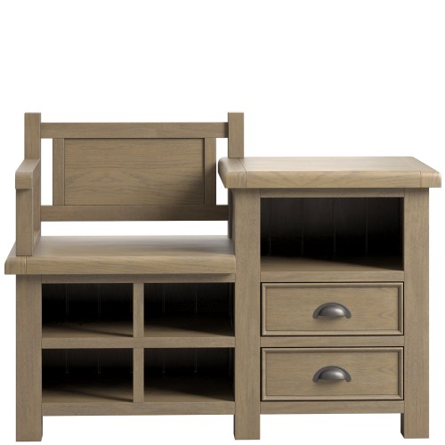 Stoneford Oak Hall Shoe Storage Bench