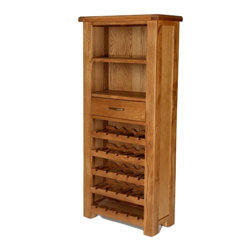 Emsworth Oak Tall Wine Rack Unit Lifestyle Furniture UK