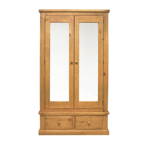 Chunky Pine Double Wardrobe with Mirrors