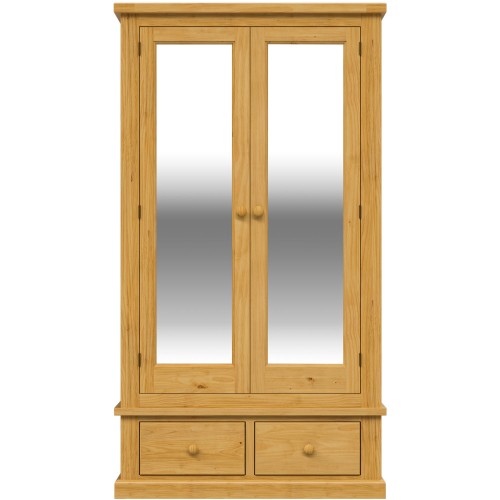 Chunky Pine Double Wardrobe with Mirrors