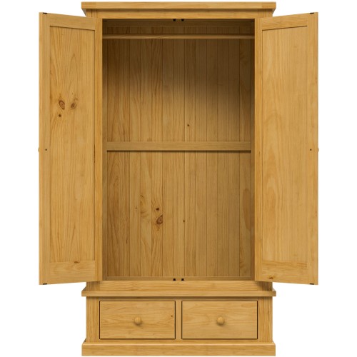 Chunky Pine Double Wardrobe with Mirrors
