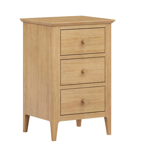 Danbury Oak 3 Drawer Bedside Cabinet