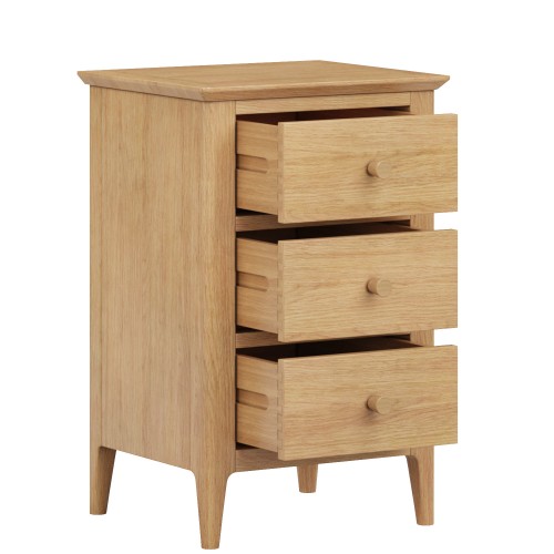 Danbury Oak 3 Drawer Bedside Cabinet