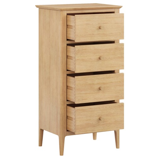Danbury Oak 4 Drawer Tall Chest Of Drawer