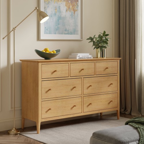 Danbury Oak 7 Drawer Wide Chest