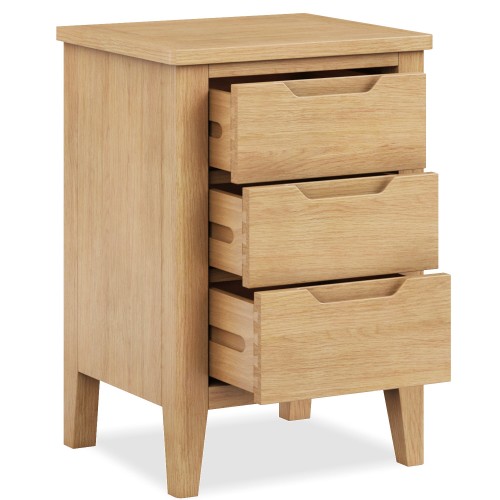 Harkus Oak 3 Drawer Bedside