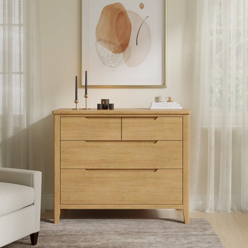 Harkus Oak 4 Drawer Wide Chest