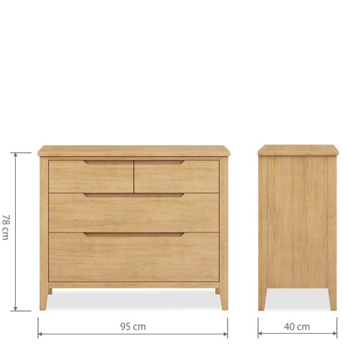 Harkus Oak 4 Drawer Wide Chest