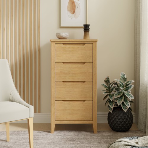 Harkus Oak 4 Drawer Tall Chest