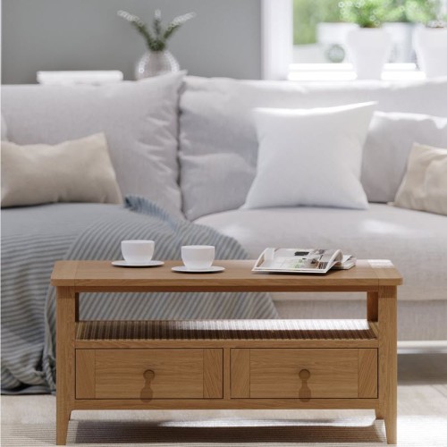 Elegans Natural Oak 2 drawer Coffee Table