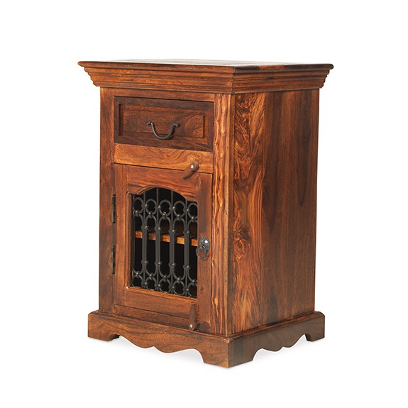 Jali Sheesham Bedside Left Lifestyle Furniture UK