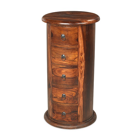 Jali Sheesham 5 Drawer Drum Chest of Drawers Lifestyle Furniture UK