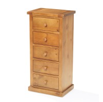 Chunky Pine 5 Drawer Tall Chest of Drawers