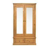 Chunky Pine Double Wardrobe with Mirrors