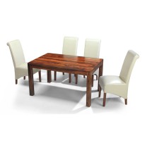 Cuba Sheesham 140 cm Dining Table and 4 Chairs