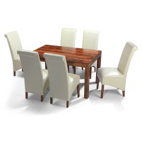 Cuba Sheesham 140 cm Dining Table and 6 Chairs