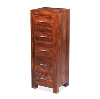 Cuba Sheesham 5 Drawer Tall Chest of Drawers