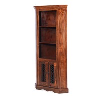 Jali Sheesham Corner Display Cabinet