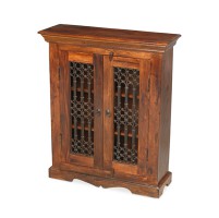 Jali Sheesham Ironwork Cabinet
