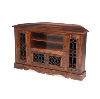 Jali Sheesham Corner TV Cabinet