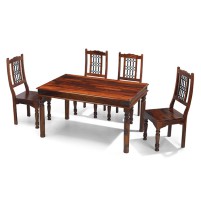 Jali Sheesham 140 cm Thakat Dining Table and 4 Chairs