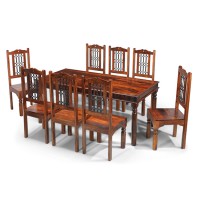 Jali Sheesham 180 cm Thakat Dining Table and 8 Chairs