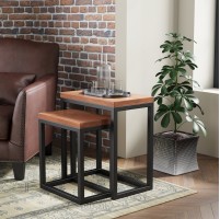 Industrial Acacia Nest Of 2 Tables