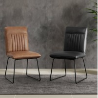 HEW S Pu Brown Dining Chair With Black Legs