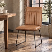VEX S Pu Brown Dining Chair with Grab-Handle And Black Legs