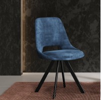 Aria S Velvet Blue - Swivel Black Legs