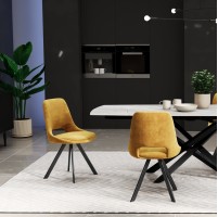 KASPER S Velvet Mustard Dining Chair With Swivel Black Legs