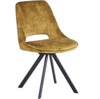 KASPER S Velvet Mustard Dining Chair With Swivel Black Legs