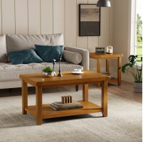 Barton Oak Living & Dining Coffee Table With Shelf