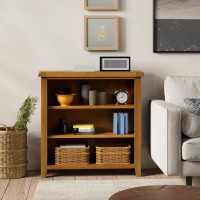 Barton Oak Living & Dining Low Bookcase