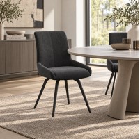Dexter Grey TF Dining Chair - Black Legs
