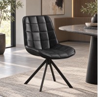 SINA Black S Pu Dining Chair - Black Legs