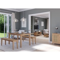 Elegans Natural Oak Extending Dining Table With 2 Chairs and 1 Bench