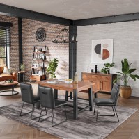 Industrial Acacia Dining Table and 4 Chairs