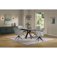 CARLO Petite Ceramic Extending Argento Grey - EXT Gloss 90/120/150 With 4 Chairs