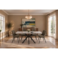 PAOLO Petite Calacatta Gloss Ceramic Extending Dining Table Set with 4 Chairs (90/120/150cm)