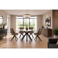Luigi Ceramic Argento Grey 135cm Fixed Dining Table Set With 4 Chairs