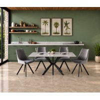 Luigi Ceramic Pearla Grey 135cm Fixed Dining Table Set With 4 Chairs
