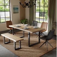 Monarch Acacia Live Edge 180cm DINING TABLE U LEG With 2 Chairs and 1 Bench