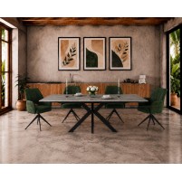 Mario Ceramic Argento Grey Matt Extending Dining Table Set With 4 Chairs (160/200/240cm)