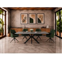 Mario Ceramic Argento Grey Matt Extending Dining Table Set With 6 Chairs (160/200/240cm)