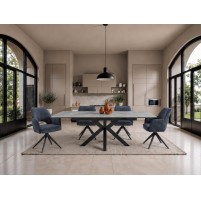 Mario Ceramic Pearla Grey Gloss Extending Dining Table Set With 6 Chairs (160/200/240cm)