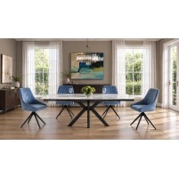 ANTONIO Ceramic Pearla Grey Gloss Extending Dining Table Set with 4 Chairs (120/150/180cm)