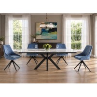 ANTONIO Ceramic Pearla Grey Gloss Extending Dining Table Set with 4 Chairs (120/150/180cm)